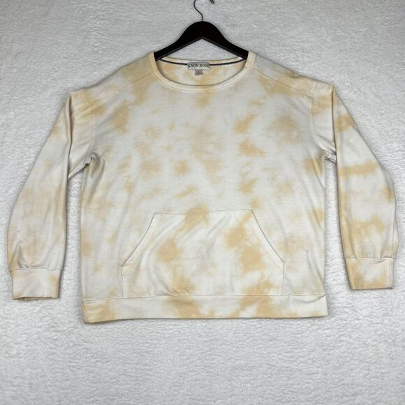 Knox Rose Sweatshirt Womens Large White Yellow Tie‎ Dye Long Sleeve Pullover - Picture 1 of 11